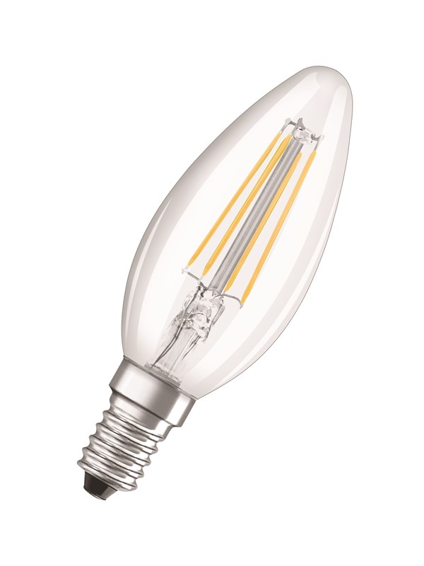 Osram LED-lyspære STAR+ Candle Filament 4W/827 (40W) Clear 3-step Dimmable E14