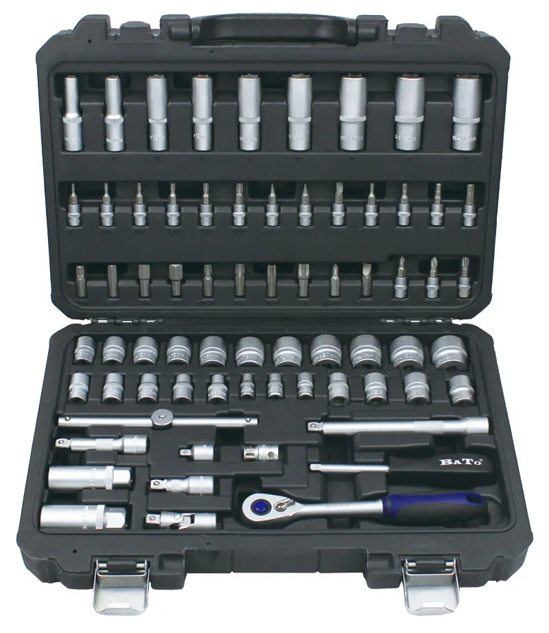 BATO Topnøkkelsett 3/8" 6kt. 8-24mm kort. 8-19mm lang. Bitstopp. 69 deler.