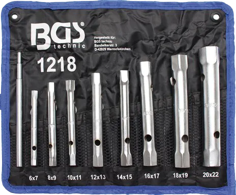 BGS Rørnøkkelsett 6x7-20x22mm, 9 deler