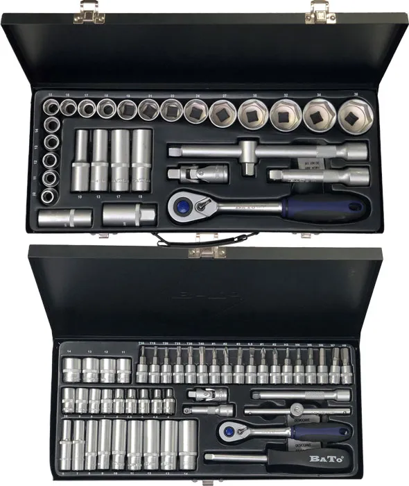 BATO Kombi pakke. Pipe-nøkkelsett 10-36mm 1/2", pipe-nøkkelsett 4-14mm 1/4". 74 deler