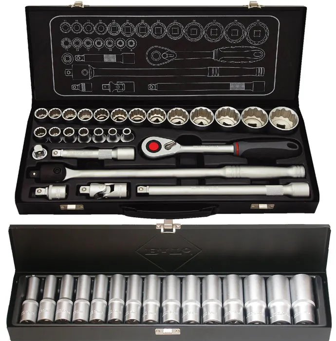BATO Kombi pakke. Topnøkkelsett 12kt. 10-36mm 1/2", langpipe-sett 12kt. 10-24 1/2". 42 deler