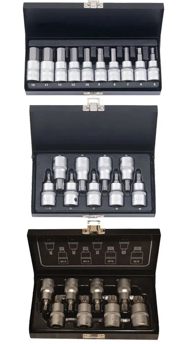 BATO Kombipakke. Stiftnøkkelsett 5-19mm 1/2", stiftnøkkelsett Torx 20-60 1/2", stiftnøkkelsett XZN 5-18 1/2". 27 deler