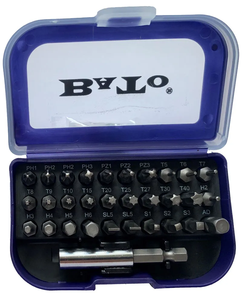BATO 1/4" Bitsett blå. 31 deler.