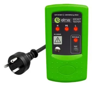 Elma 8410 DK stikkontakttester m/EDB-plugg.