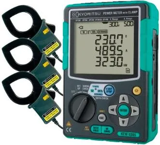 Kyoritsu 6305  -  3-faset mini energianalysator med 500A strømtenger