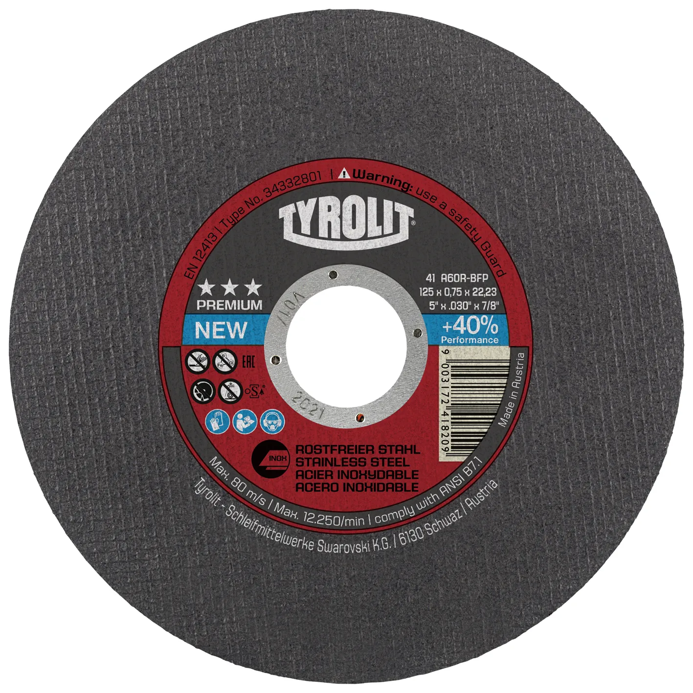 Kutteskive Premium 41F ø125×0,75 A60R-BFP