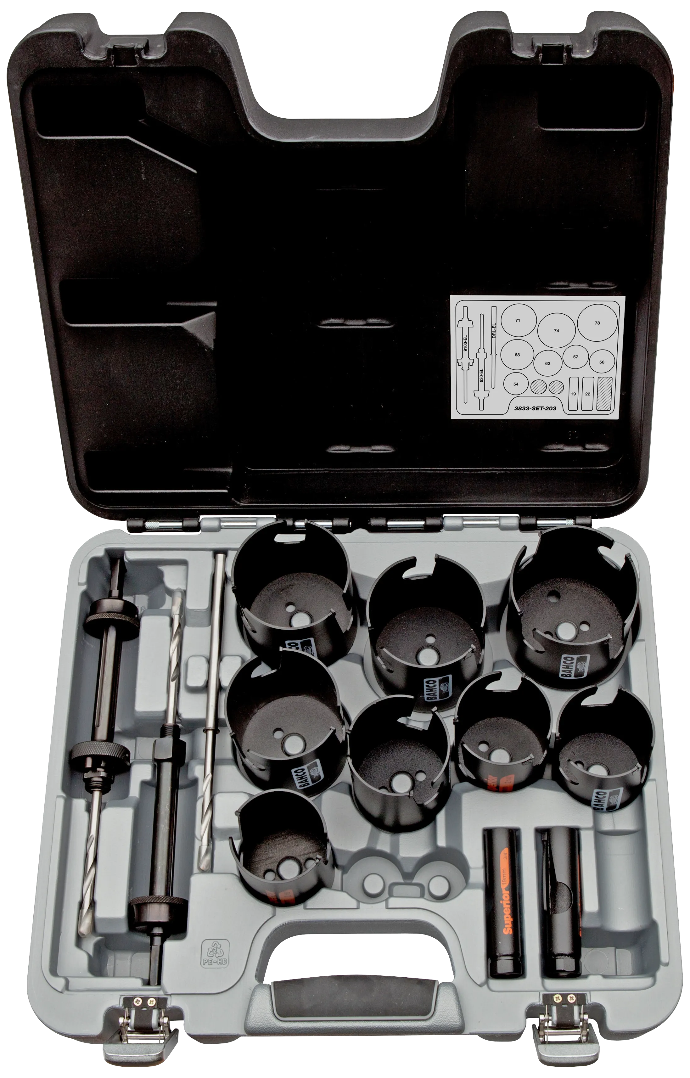 Hullsagsett 3833-SET-203 19-78mm, 14 deler