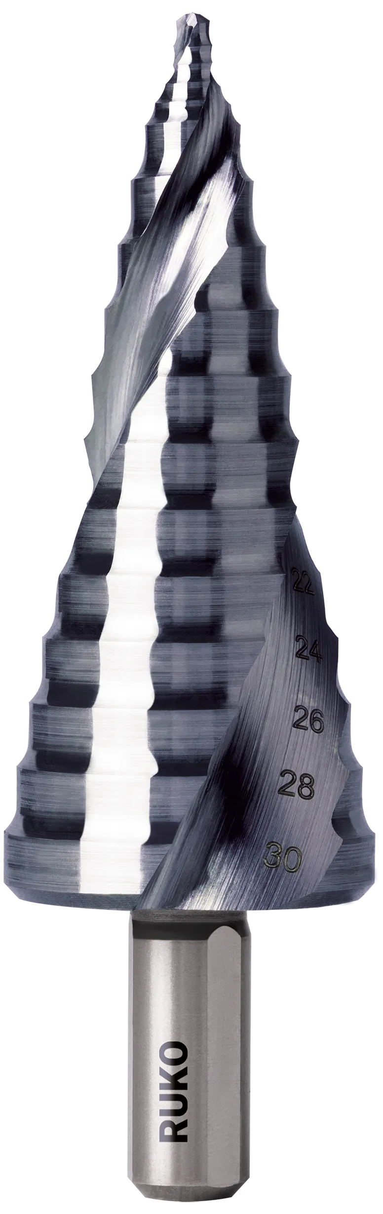 Trinnbor HSS-RUnaTec m/Flowstep spiss Str. 2 ø8-30 mm