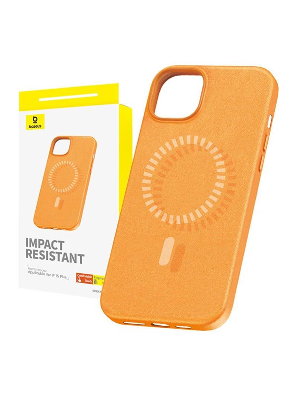 Baseus Magnetic Phone Case for iPhone 15 Plus  Fauxther Series (Orange)