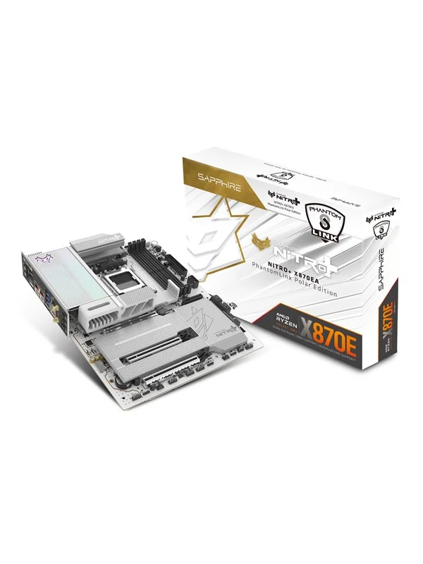 Sapphire NITRO+ X870EA PhantomLink Polar Hovedkort - AMD X870E - AMD AM5 socket - DDR5 RAM - ATX