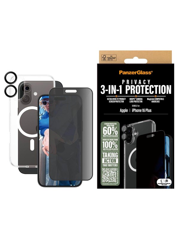 PanzerGlass 3-in-1 Privacy Protection Bundle iPhone 16 Plus