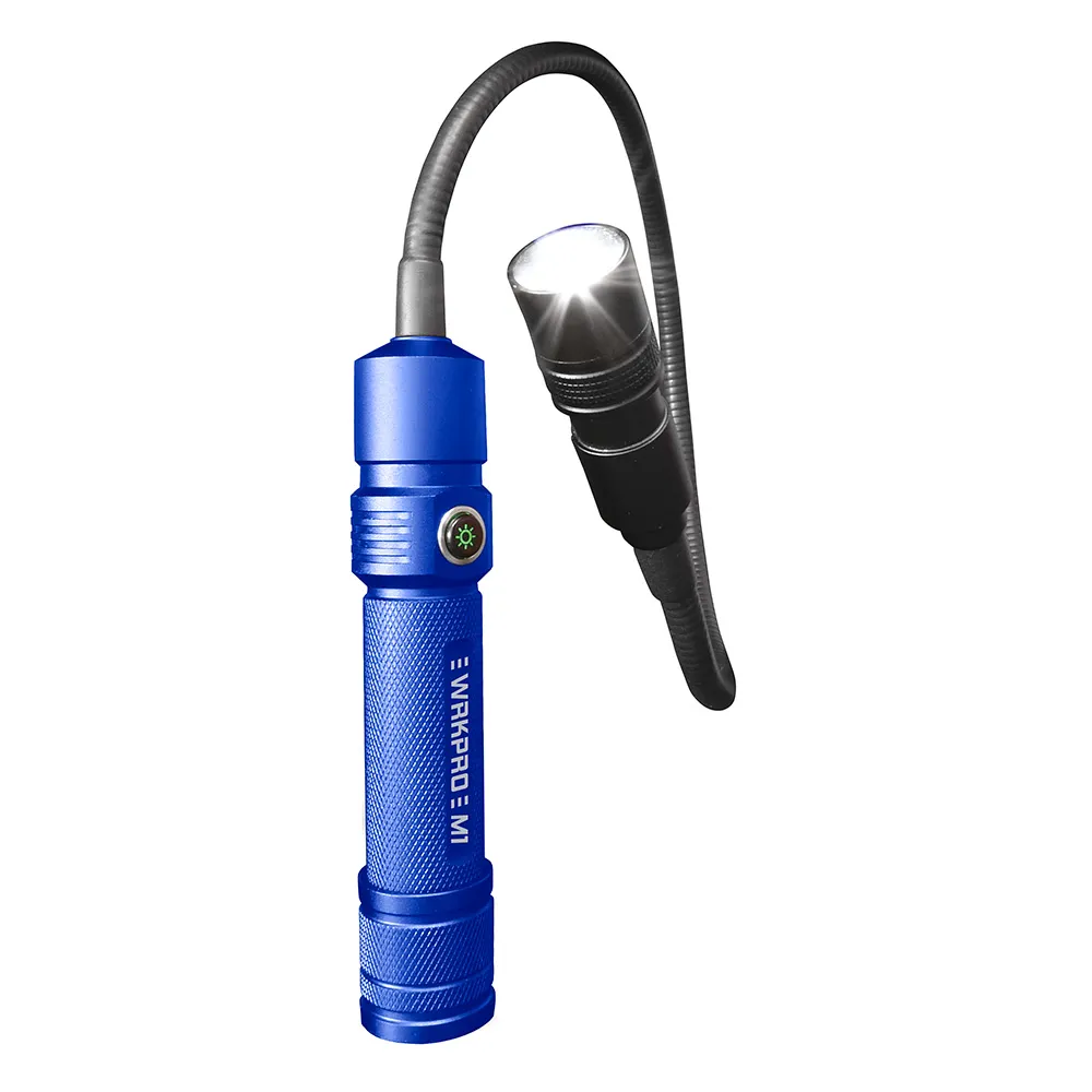 WRKPRO arbeidslampe "M1" CREE XPG LED med fleksarm, zoomfunksjon, magnet og oppladbart batteri