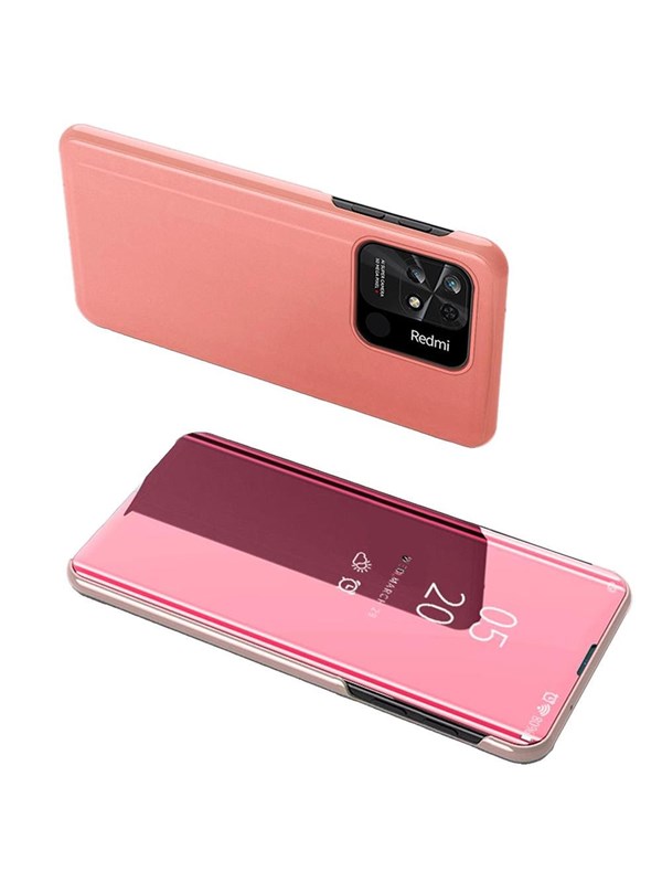 Hurtel Clear View Case Cover for Xiaomi Redmi 10C Cover with a Flap Pink