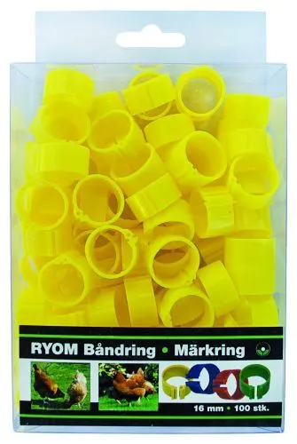 Båndringer plast gul 16mm 100 stk