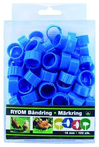 Båndringer plast blå 16mm 100 stk