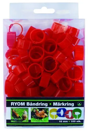 Båndringer plast rød 16mm 100 stk