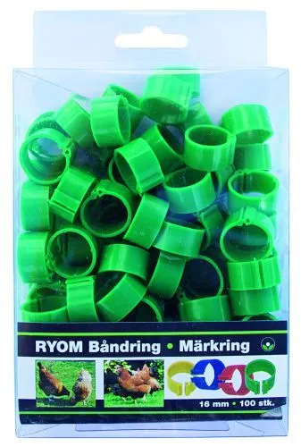 Båndringer plast grønn 16mm 100 stk