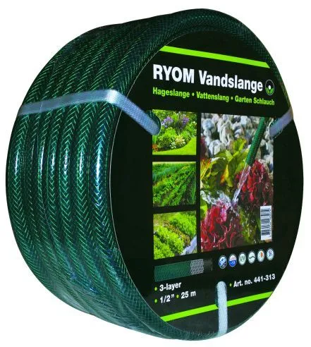 Vannslange grønn 1/2" 3-lags armert 25m