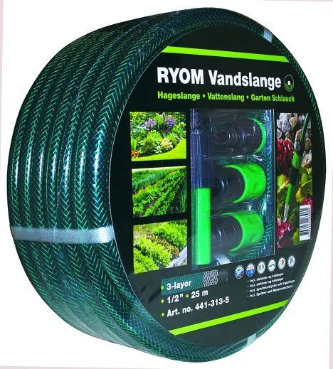 Vannslange grønn 1/2" m/ Kobling 25M
