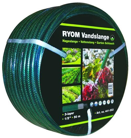 Vannslange grønn 1/2" 3-lags armert 50M