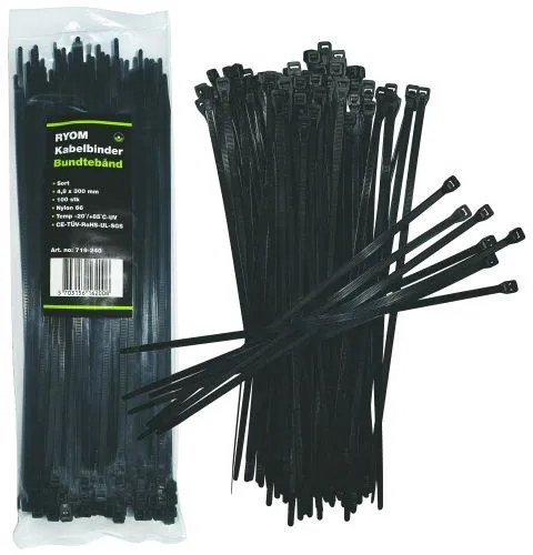 Kabelstrips sort 4,8 x 300 mm