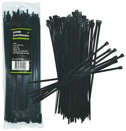 Kabelstrips sort 4,8 x 400 mm