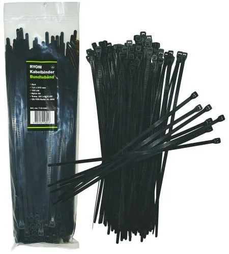 Kabelstrips sort 7,6 x 370 mm