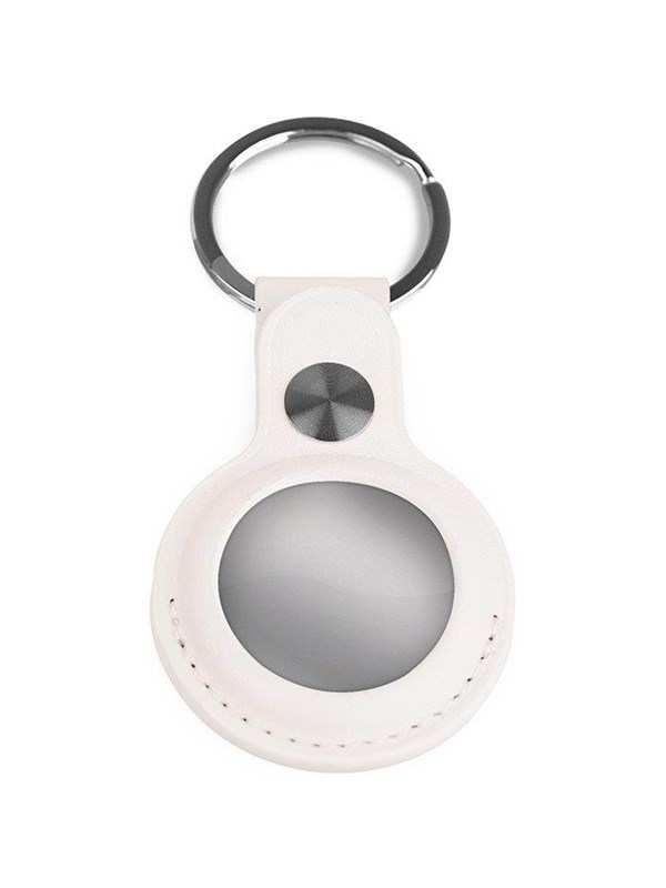 Light Solutions Airtag Key Ring - Leather - White