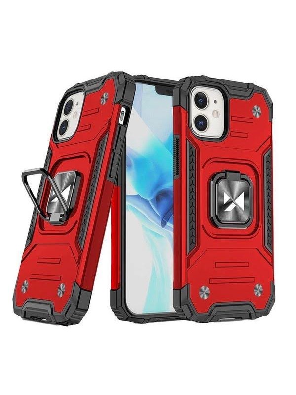 Wozinsky Ring Armor case for iPhone 14 Plus armored cover magnetic holder ring red