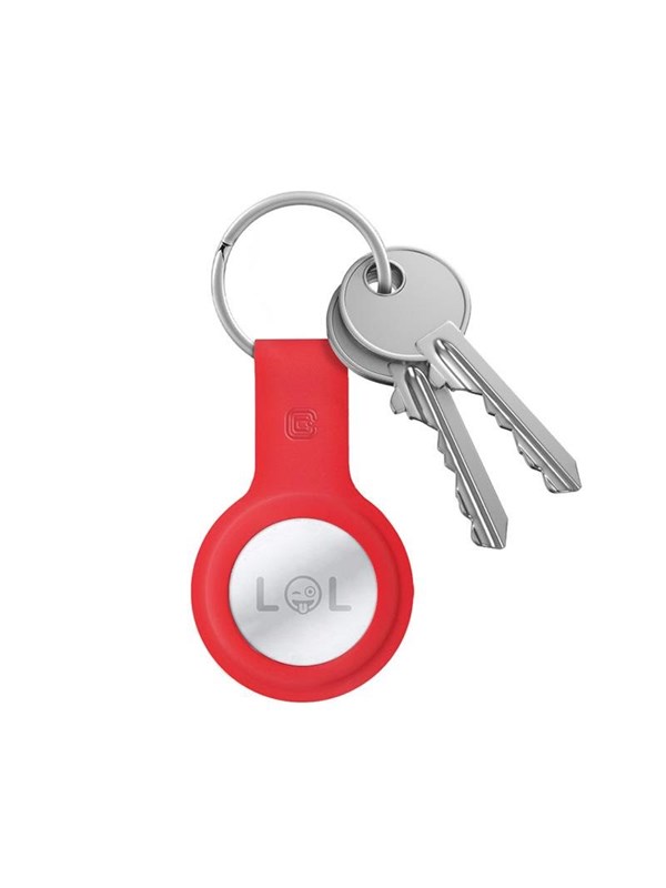 CRONG Silicone Case with Key Ring - Protective keychain case for Apple AirTag 1/2 - red