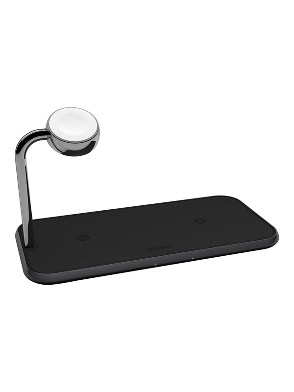 ZENS Dual+Watch Aluminium Wireless Charger Black