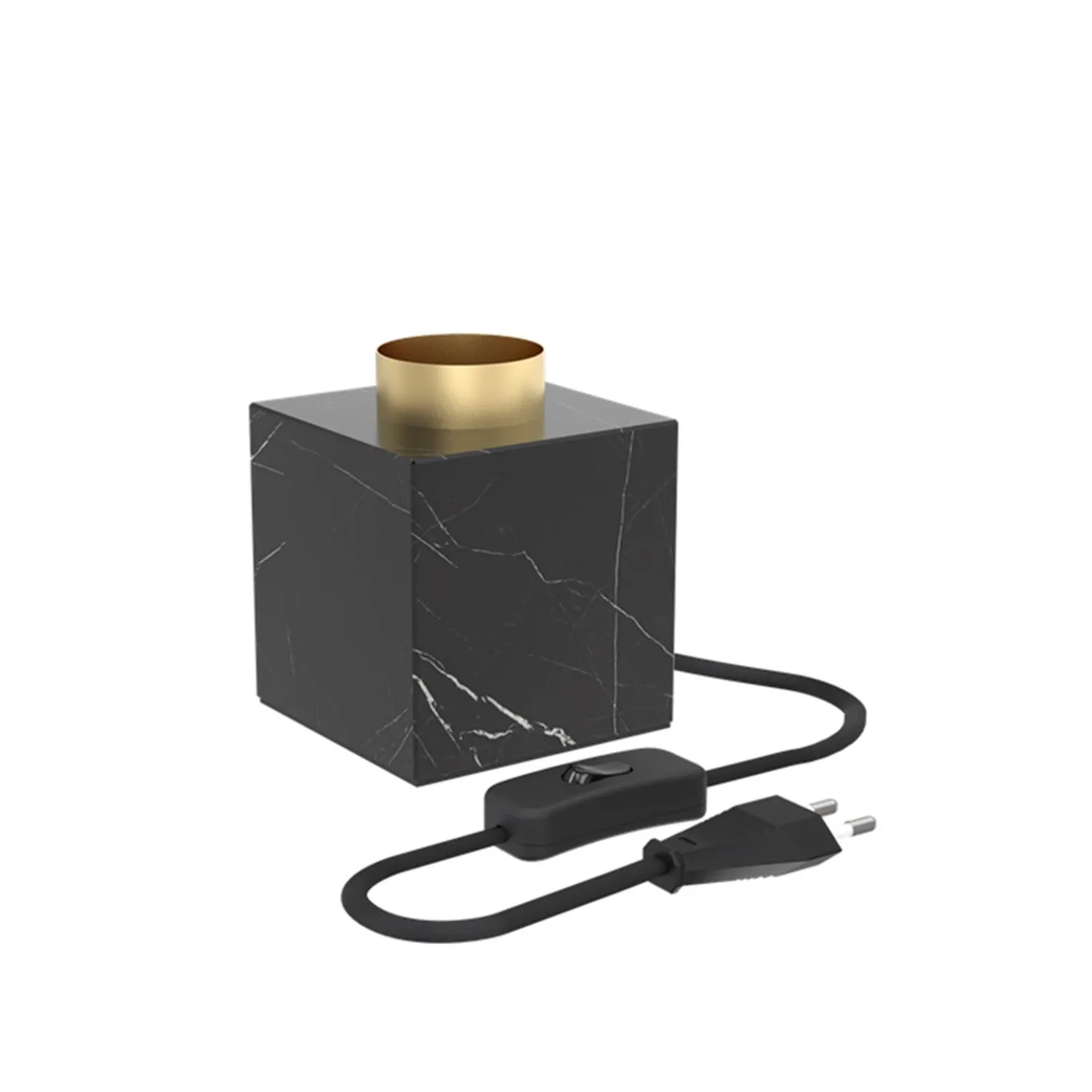 Calex kube E27 sort marmor kabel m/bryter