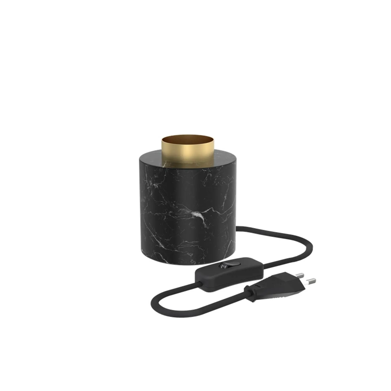 Sylinder E27 Sort marmor kabel m/bryter