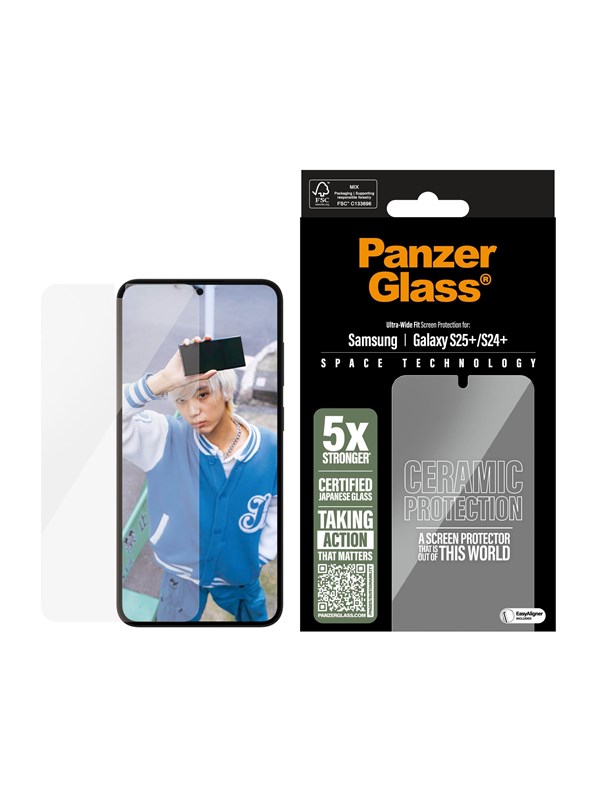 PanzerGlass Ceramic Screen Protector Samsung Galaxy S25+ | Ultra-Wide Fit