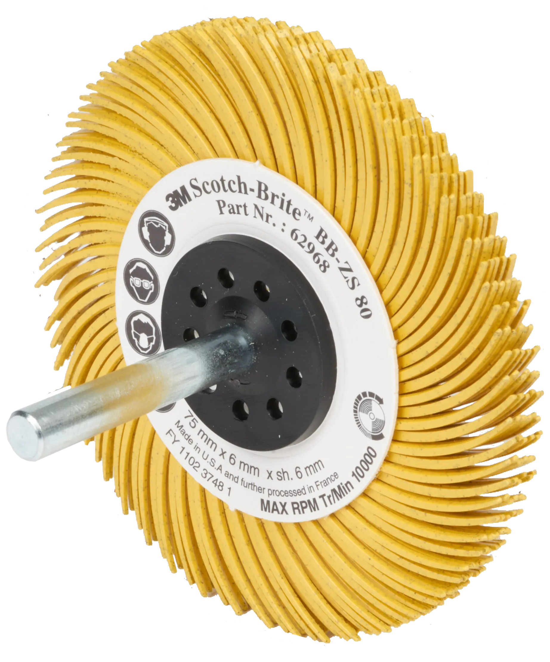 Bristle radialbørste BB-ZS P80 gul 50mm 6mm skaft