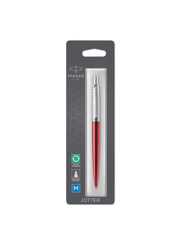 Parker Jotter Ballpoint Pen | Kensington Red | Medium Point Blue Ink