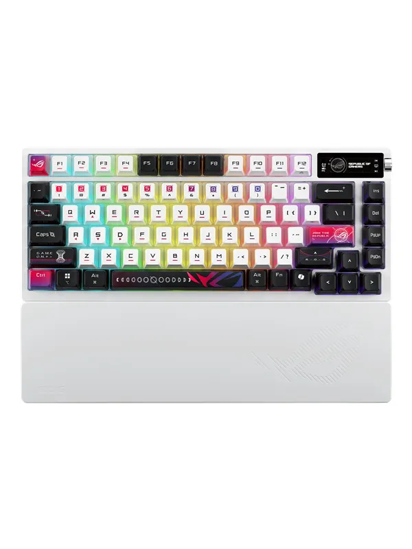 ASUS ROG Azoth X 75% Wireless DIY Custom RGB - Gamingtastatur - Uten numpad - Nordisk - Hvit