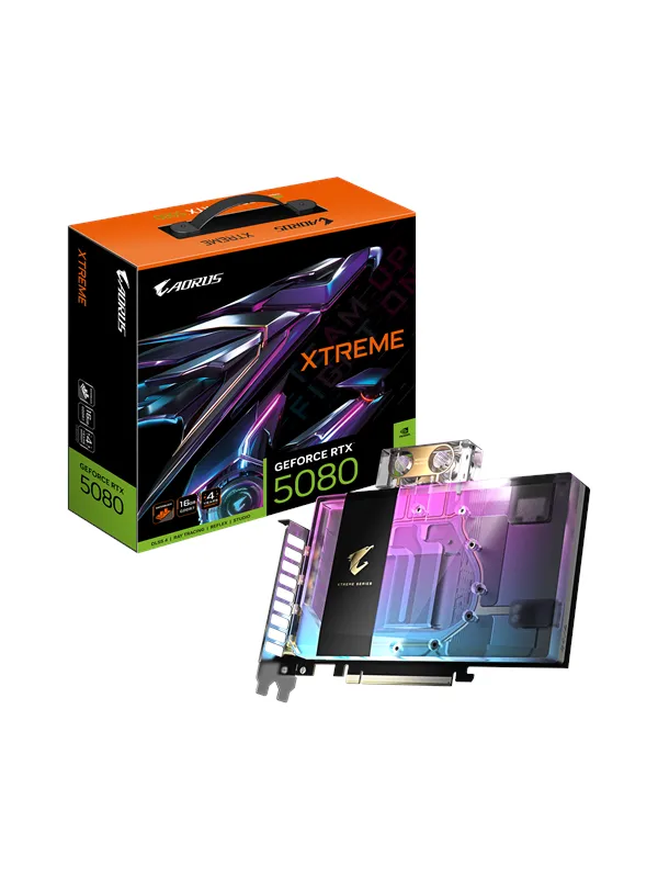 GIGABYTE GeForce RTX 5080 AORUS Xtreme WaterForce WB - 16GB GDDR7 RAM - Grafikkort