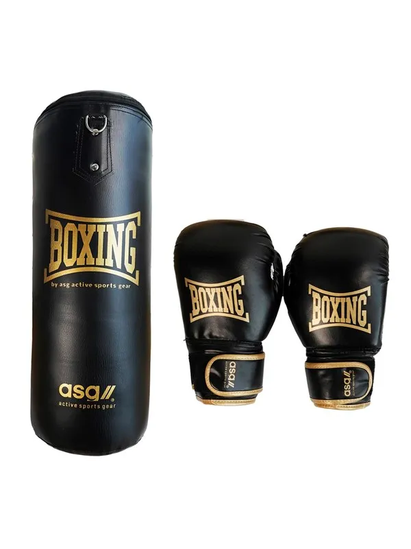 ASG Junior Boxing Bag - 15 Kg. (Gloves + Bag) Black/Gold