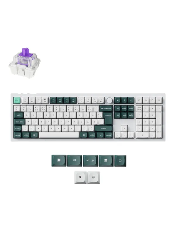 Keychron Q6 HE 100% Knob Wireless Tri-Mode QMK - Gateron 2.0 Magnetic Switch - Shell White - Gamingtastatur - Nordisk - Hvit
