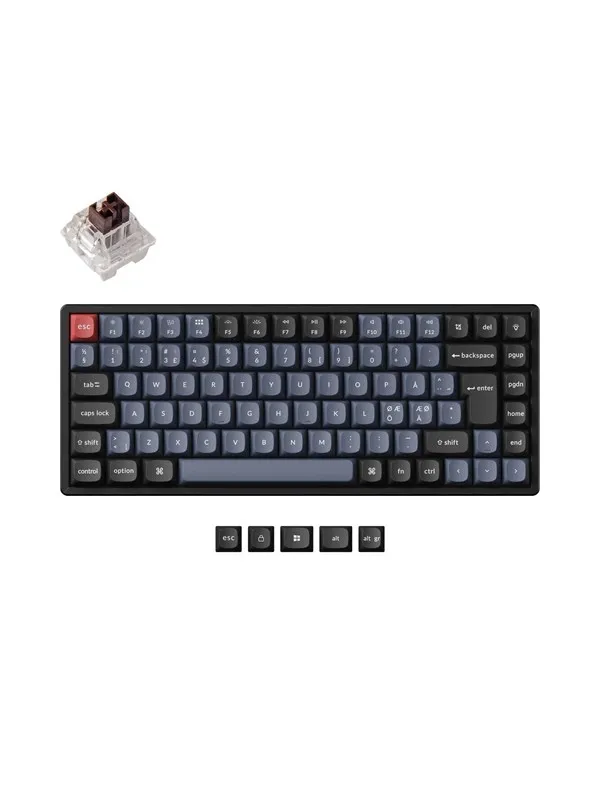 Keychron K2 Pro QMK/VIA Wireless RGB Hot Swap K Pro Brown - Gamingtastatur - Uten numpad - Nordisk - Svart