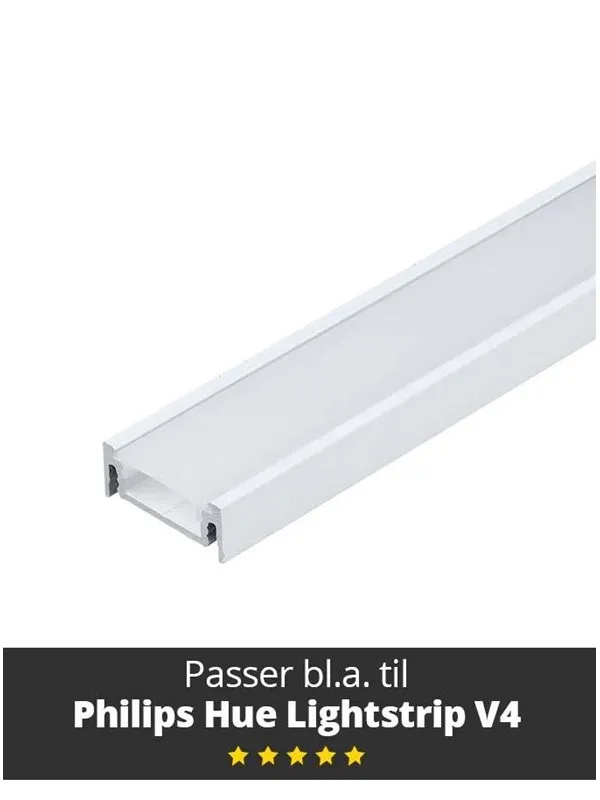 Light Solutions Aluminiumsprofil - Model S til Philips Hue og WiZ - Hvid