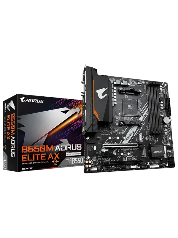 GIGABYTE B550M AORUS ELITE AX Hovedkort - AMD B550 - AMD AM4 socket - DDR4 RAM - Micro-ATX