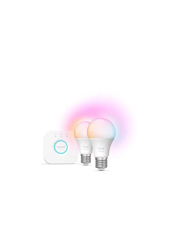 Philips Hue Essential startpakke: 2 E27-smartpærer + Bridge