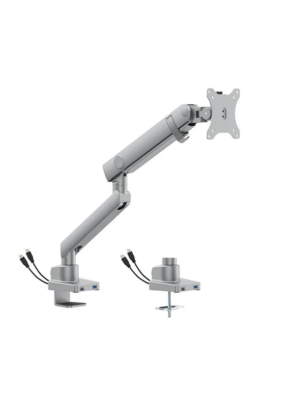 DUTZO Skjermholder for 1 skjerm (17"-40") - Pro+ utgave 1 x USB A & 1 x USB C (Hvit)