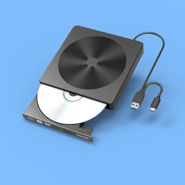 Maiwo Slim ekstern USB DVD/CD-spiller både USB-C og USB-A Ekstern optisk stasjon