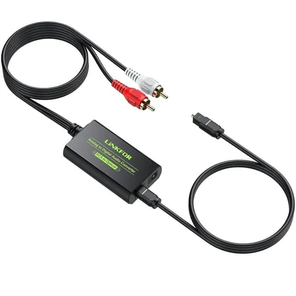 NÖRDIC Analog til digital lydkonverter RCA til digital Toslink SPDIF optisk med optisk kabel