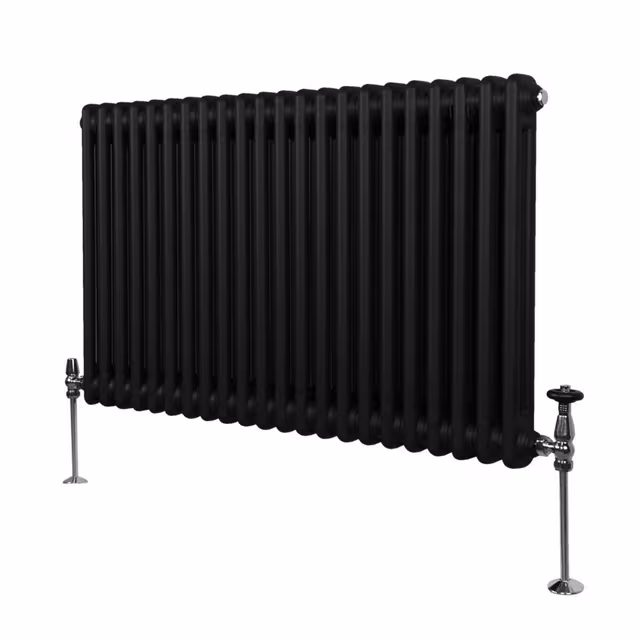 Tradisjonell Horisontal 2-søylet Radiator - 600 x 1012 mm - Svart
