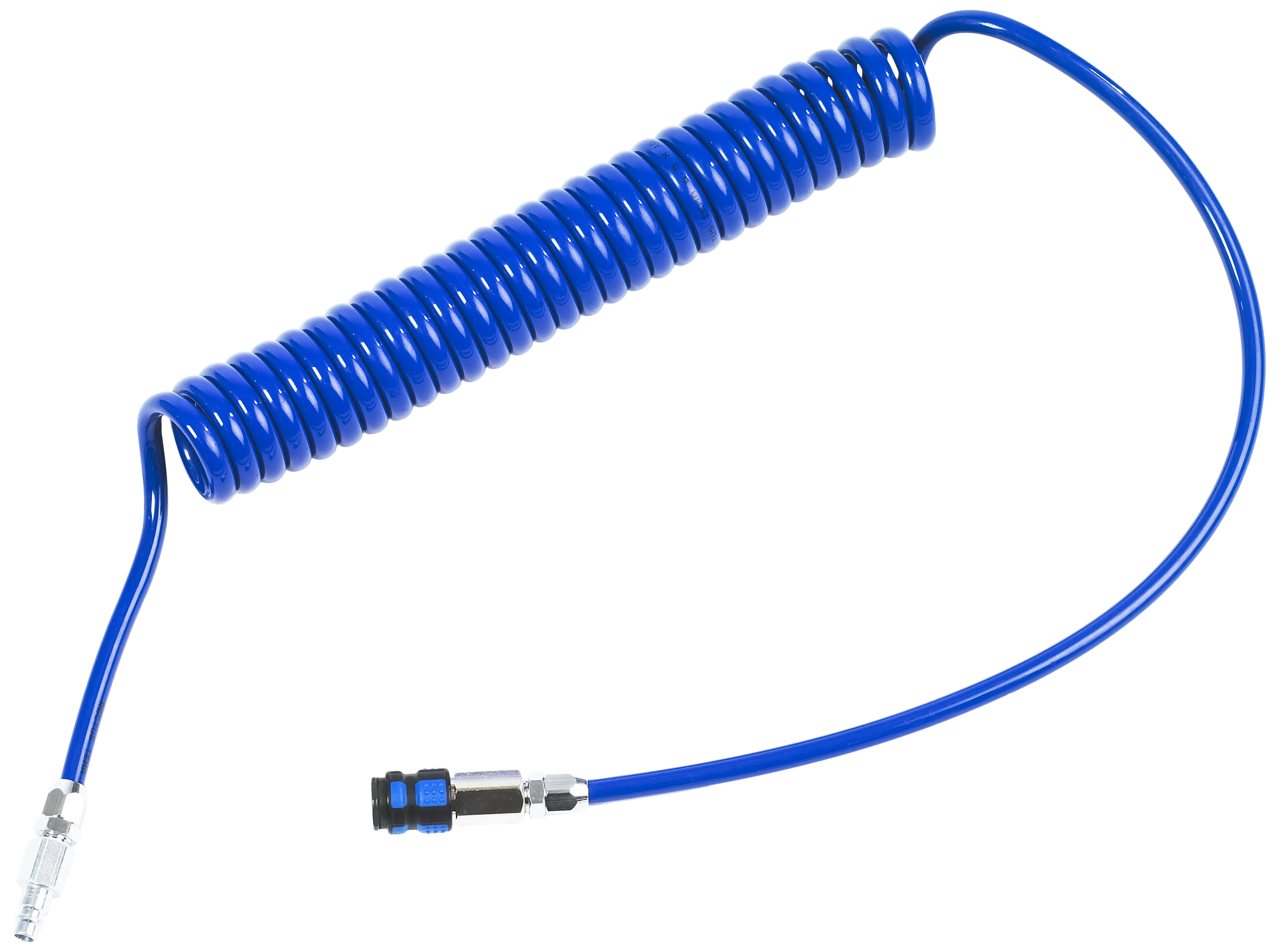 PUR spiralslange blå 6,5/10 mm × 7,5/6 m, sikkerhetskobling