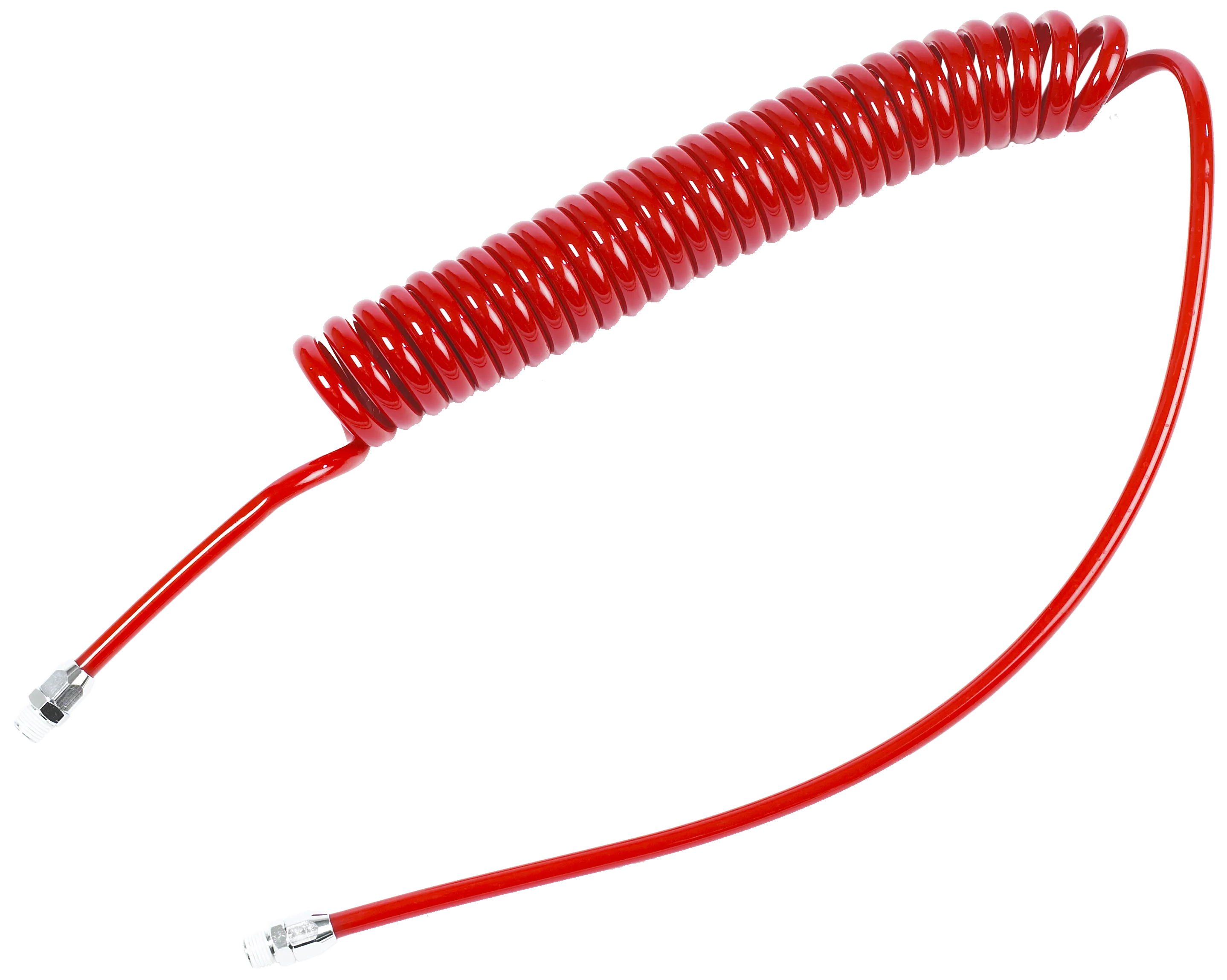 PUR spiralslange rød 5/8mm×2,5/2m, 1/4" koblinger